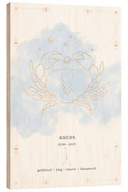 Tableau en bois Zodiac sign Cancer (German)
