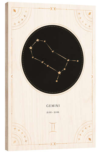 Tableau en bois Zodiac sign Gemini / Gemini