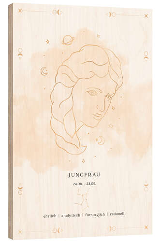 Hout print Zodiac sign Virgo (German)