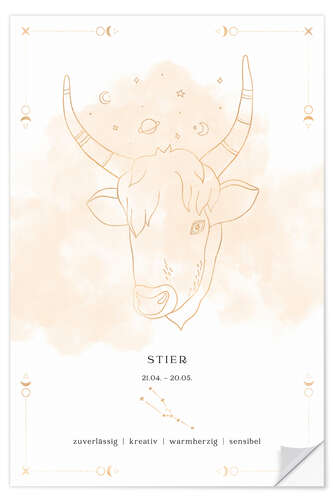 Selvklebende plakat Zodiac sign Taurus (German)