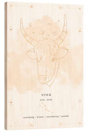 Tableau en bois Zodiac sign Taurus (German)