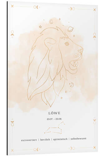 Aluminium print Zodiac sign Lion (German)