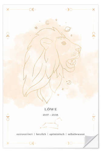 Selvklebende plakat Zodiac sign Lion (German)