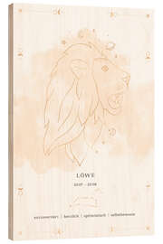 Tableau en bois Zodiac sign Lion (German)