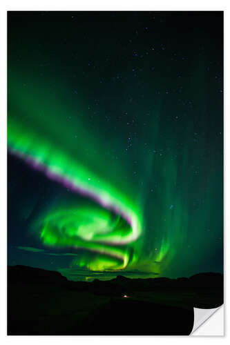 Vinilo para la pared A northern lights spiral over Iceland