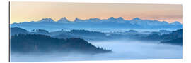 Tableau en plexi-alu Autumn panorama over the Emmental with the Bernese Alps