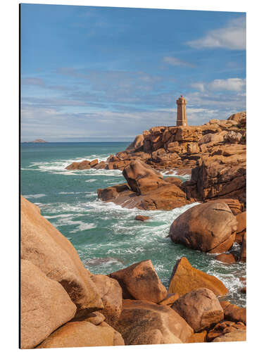 Tableau en aluminium Lighthouse on the Pink Granite Coast, Brittany