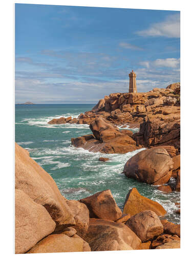 Foam board print Lighthouse on the Pink Granite Coast, Brittany