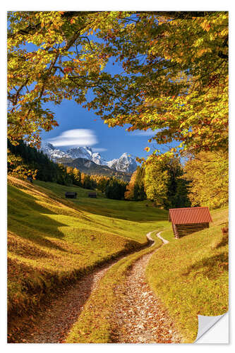 Wandsticker Herbst in Oberbayern mit Zugspitzblick