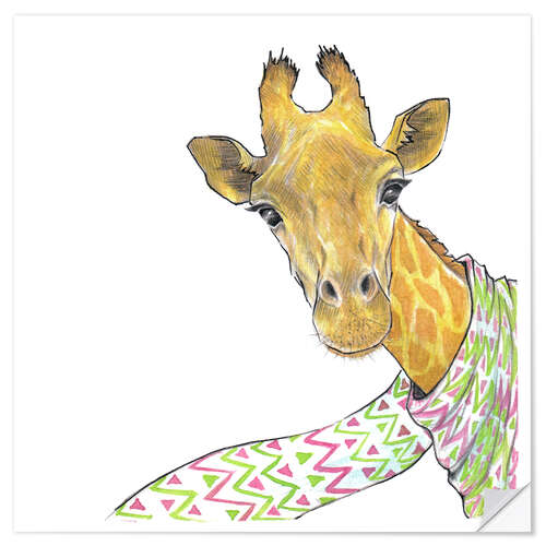 Vinilo para la pared Cute giraffe with scarf