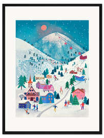 Gerahmter Kunstdruck Alpines Skidorf