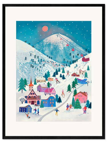 Impression artistique encadrée Alpine Ski Village