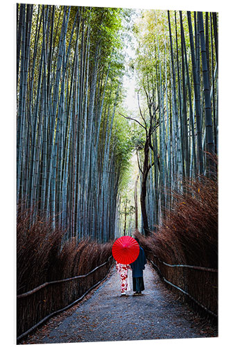 Stampa su PVC Japanese couple at the bamboo forest