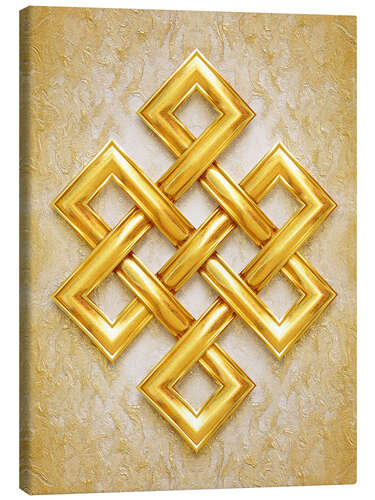 Canvas print Golden endless knot - shining gold