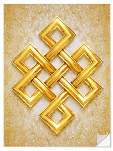 Wandsticker Goldener Endlosknoten - Strahlendes Gold