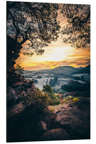 Aluminium print Palatinate Forest, view of the sunrise