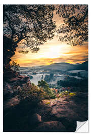 Selvklebende plakat Palatinate Forest, view of the sunrise