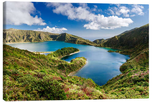 Canvas print Lagoa do Fogo crater lake in the Azores