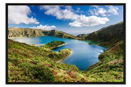 Gerahmter Kunstdruck Kratersee Lagoa do Fogo auf den Azoren