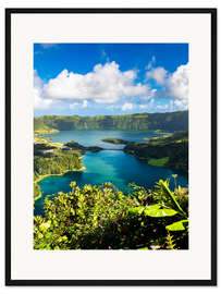 Gerahmter Kunstdruck Vulkan Caldera Sete Cidades auf den Azoren