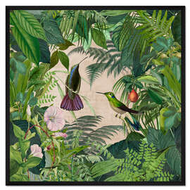 Gerahmter Kunstdruck Tropischer Kolibri-Dschungel