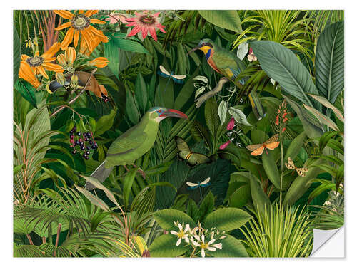 Naklejka na ścianę Tropical Midnight Jungle Birds