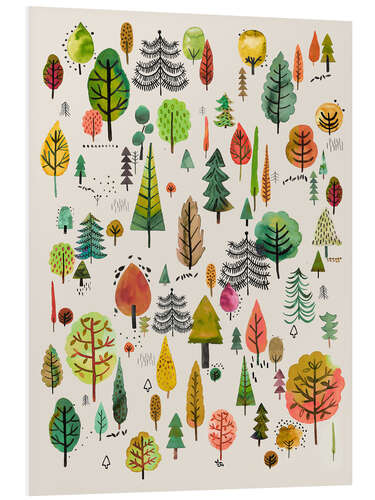 Foam board print Colourful park trees