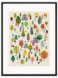 Gerahmter Kunstdruck Bunte Parkbäume