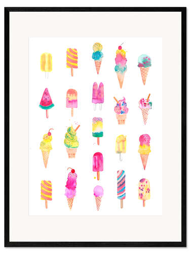 Kehystetty taidepainatus Cute Summer Icecreams