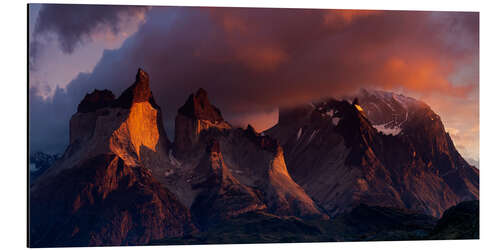 Alubild Cerro Torre brennt, Nationalpark Torres del Paine