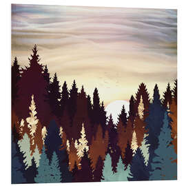 Foam board print Autumn Forest Sunset