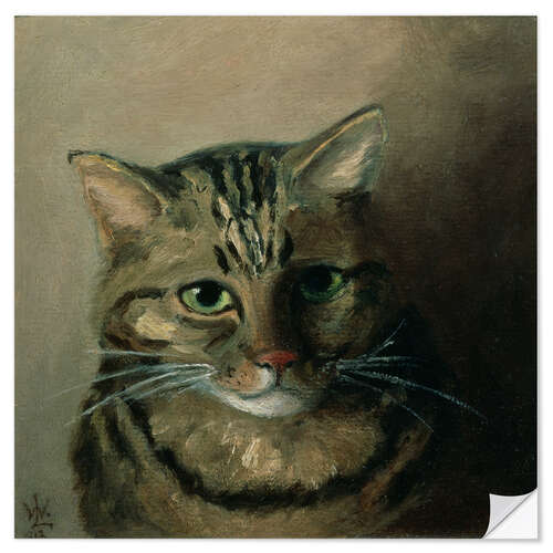 Selvklebende plakat A Head Study of a Tabby Cat