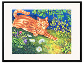 Gerahmter Kunstdruck Pirschende Katze