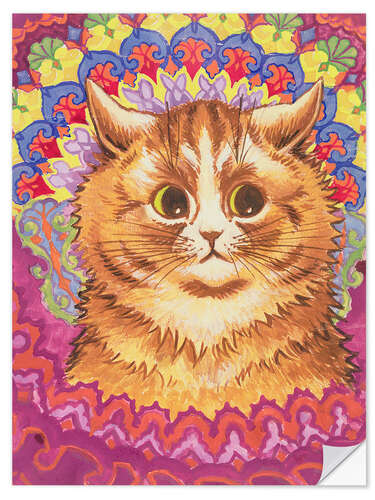 Selvklebende plakat A Psychotic Cat