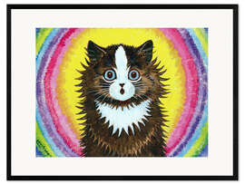 Gerahmter Kunstdruck Katze in einem Regenbogen