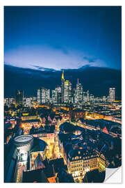 Naklejka na ścianę Frankfurt skyline at night, with the old town