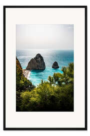 Gerahmter Kunstdruck Mizithres, Keri, Zakynthos Felsen im türkisem Wasser