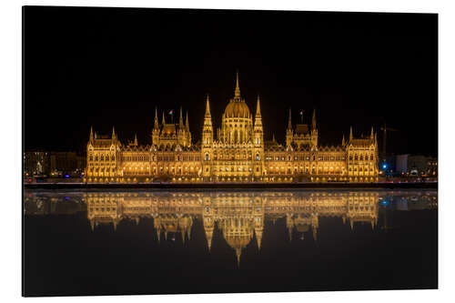 Aluminium print Parliament in Budapest, reflection in the Danube