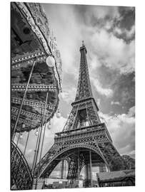 Cuadro de aluminio Eiffel Tower with carousel in Paris