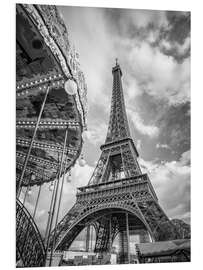 Foam board print Eiffel Tower with carousel in Paris