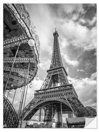 Selvklebende plakat Eiffel Tower with carousel in Paris