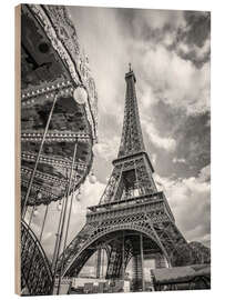 Puutaulu Eiffel Tower with carousel in Paris