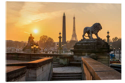 Tableau en verre acrylique Golden sunset over the Paris skyline