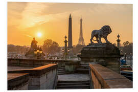 Stampa su PVC Golden sunset over the Paris skyline