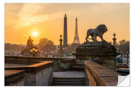 Autocolante decorativo Golden sunset over the Paris skyline