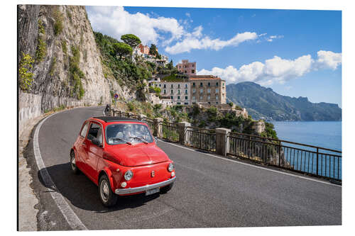 Aluminiumsbilde Vintage car on the Amalfi Coast in Italy