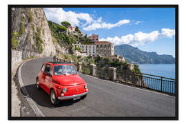 Gerahmter Kunstdruck Oldtimer an der Amalfi Küste in Italien