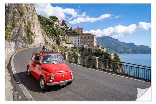 Selvklæbende plakat Vintage car on the Amalfi Coast in Italy