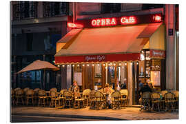 Tableau en plexi-alu Sidewalk cafe in Paris at night