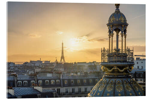 Quadro em acrílico Sunset over Paris with a view of the Eiffel Tower